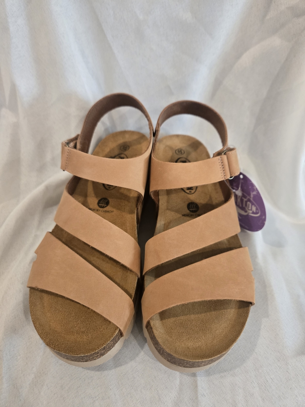 New PLAKTON Women's Strappy Tan Platform Sandals